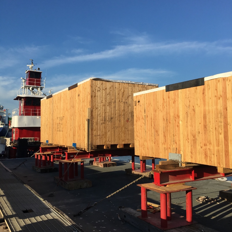 wood shipping crates at port