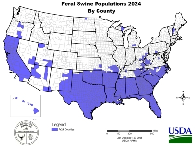 Feral Swine Populations 2024 By Country Map